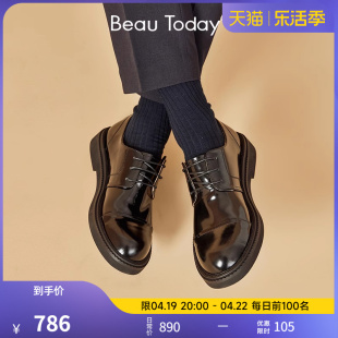 beautoday男士皮鞋德比鞋男款，高级感商务，正装结婚新郎鞋亮面大头