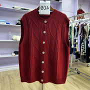 高级感超好看红色，毛衣外套女秋冬季慵懒风，针织开衫409
