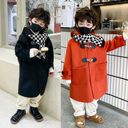 男童毛呢外套秋冬季洋气男孩中长款双面羊绒大衣韩版儿童呢子上衣