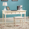 美式全实木书桌象牙白色欧式电脑桌写字桌办公桌梳妆台化妆桌