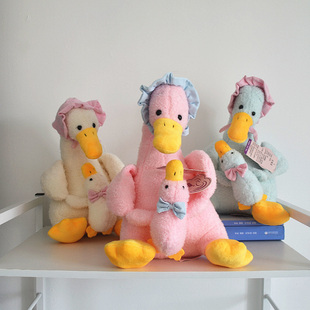 正版抱抱鸭毛绒玩具子母鸭，公仔儿童安抚布娃娃玩偶生日礼物粉红色