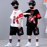 男童街舞套装夏季短袖儿童t恤夏装运动童装潮服酷帅气嘻哈两件套