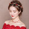 森系新娘结婚头饰韩式仙美红色玫瑰花朵发箍发带婚啥礼服发饰