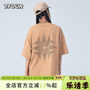 tfour八芒星系列烫金t恤字母，logo图案纯棉短袖，男女同款宽松个性潮