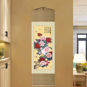 中国特色工艺品出国外事 送外宾老外礼物 丝绸画卷轴画牡丹