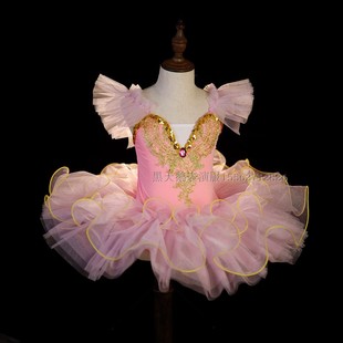 六一儿童芭蕾舞蹈裙女童小天鹅表演服软纱裙公主裙蓬蓬演出服
