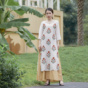 野人小饰 印度进口女装米白色丝质刺绣民族风上衣含内衬2024