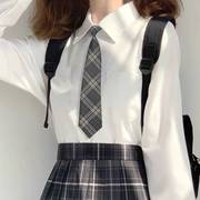 灰色领带女学院风懒人免打日系，校服格子dk领带，男复古衬衫领结女短