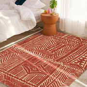 宅曰北欧民族地毯摩洛哥红色纯色ins风客厅茶几卧室床边毯奶油风