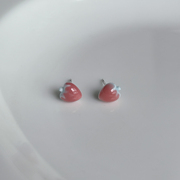 小只可爱小草莓陶瓷耳钉甜美小清新耳环小众设计感耳饰耳夹潮