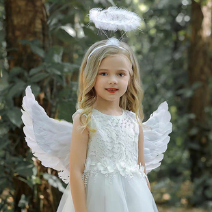 天使翅膀背饰儿童女童白色羽毛cos精灵仙女公主道具小女孩背的