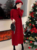 秋冬红色毛衣裙(毛衣裙)气质长款过膝针织连衣裙内搭打底衫高级感新年战袍