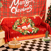 美式复古沙发巾盖布派对装饰布全包，防滑罩套沙发坐垫圣诞节氛围感