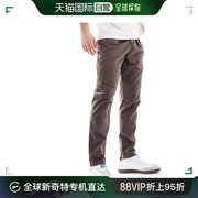 香港直邮潮奢 ASOS 男士设计双打褶锥形棕色斜纹棉布裤