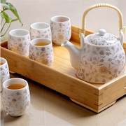 送竹托景德镇陶瓷茶具，套装家用整套功夫现代简约茶壶，茶杯子6只装