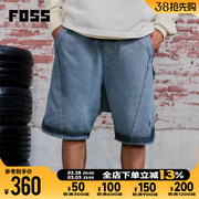 foss潮牌男款裤子，2024春季运动休闲高街风格水洗宽松针织短裤