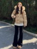 大毛领短款羽绒棉服女2023冬季设计感小个子加厚韩版棉衣外套