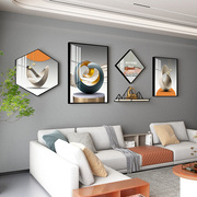 现代简约大尺寸相框挂墙客厅，沙发背景墙装饰画框，组合置物架照片墙
