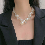 法式复古风巴洛克大珍珠项链，女ins轻奢夸张设计感个性锁骨链颈链