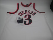 nba费城76人队答案，艾佛森iverson亲笔签名复古版球衣篮球服背心