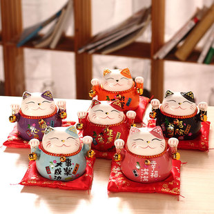 招财猫小摆件陶瓷创意家居，装饰日本存钱罐客厅，家用开业发财猫
