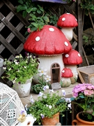销品大蘑菇房子户外摆件花园庭院草地背景装饰阳台院子幼儿园布景