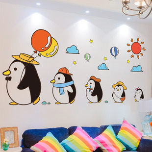 幼儿园儿童房间布置可爱卡通，贴纸墙贴画，卧室床头衣柜装饰墙纸自粘
