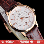 天王表男表皮带石英手表，ls3813pd日历，女款超薄时尚女士手表