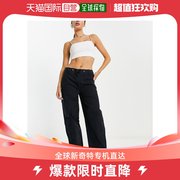 香港直邮潮奢 ASOS 女士设计宽松款工装多口袋腰带裤子(黑色)