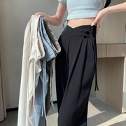 新中式冰丝西装裤女夏季薄款小个子雪纺，阔腿裤高腰垂感休闲直筒裤