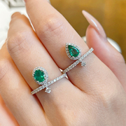 珠宝定制女戒30分祖母绿戒指18K白金玫瑰金克拉钻石指环钻戒