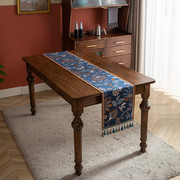复古北欧轻奢中式现代风布艺桌旗长条桌布西餐厅长方形装饰布条