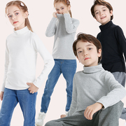 儿童长袖T恤冬季女童打底衫男童纯棉高领上衣中大童男孩