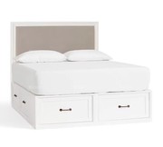 美式全实木双人床1.8米布艺抽屉高箱储物床1.5小户型白色主卧床