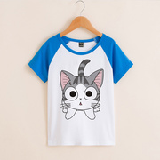 童装儿童夏装起司猫甜甜私房猫猫咪中大童男孩男童短袖T恤衫