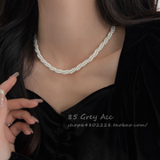 法式复古多层缠绕珍珠项链女2024年轻奢气质锁骨链高级感颈链