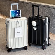 多功能行李箱女男拉杆箱，20寸登机铝框款充电大容量旅行密码皮箱子