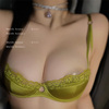 迷人半杯~法式蕾丝胸罩，内裤套装绿色性感，内衣女薄款文胸春夏绿色