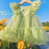 女童连衣裙夏款女宝宝超仙气森系儿童绿色公主蓬蓬，tutu裙子夏装潮