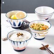 日式陶瓷釉下彩饭碗5英寸家用网红米饭碗笠碗单个学生创意餐具碗
