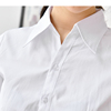 夏季白衬衫条纹女士短袖，竖纹v领韩版棉职业装，正装商务ol衬衣浅蓝