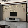 墙纸3d立体新中式花鸟电视背景墙，壁纸客厅墙布，卧室壁画影视墙壁布