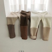 韩版秋冬婴幼儿加绒打底裤男女，宝宝时尚拼接洋气假两件保暖绒裤