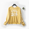 E46-3秋季女装印花黄色宽松大码长袖毛边圆领拉绒短款薄卫衣
