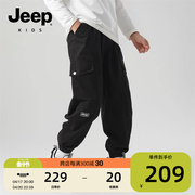 jeep吉普童装儿童工装裤2024男童，中大童加绒，长裤休闲运动裤子