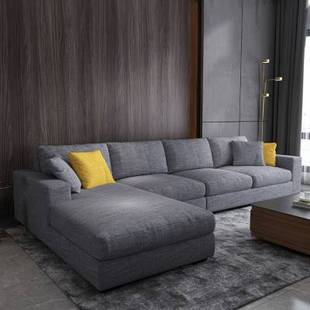 北欧布艺沙发整装大小户型现代简约客厅转角可拆洗乳胶沙发组合