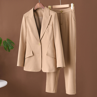 高级感立裁手缝一粒扣西装外套+显瘦休闲西裤，职业通勤两件套装春