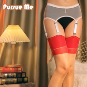 「追我 PursueMe」吊带袜夹性感欧美风防滑金属6勾长筒丝袜吊袜带