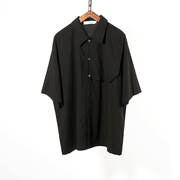 牧木原创设计男装夏季日系黑色短袖宽松衬衫男潮流半袖衬衣五分袖
