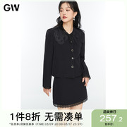 GW大码女装2022年春春季短款休闲可拆卸领设计感小西装外套女